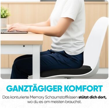 Крісло-подушка FORTEM з Memory Foam: для офісу, геймінгу, авто. Зручне, з антиковзким покриттям, чорний велюр, великий розмір