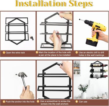 Металева стійка для вина на стіну Giyiprpi, органайзер для 3 пляшок, чорна, для дому, кухні, бару