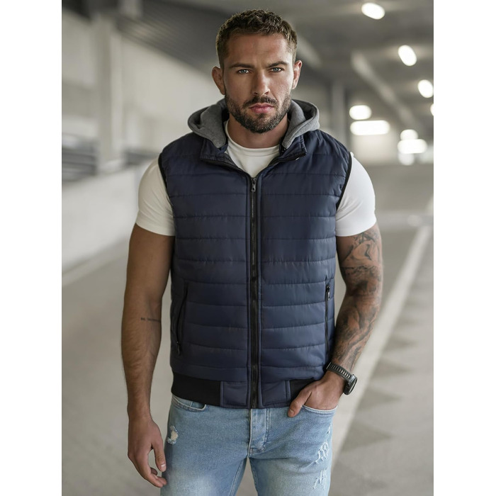 Чоловіча степкова жилетка OZONEEE з капюшоном, без рукавів, спортивна, для перехідного сезону, артикул 777/892KA