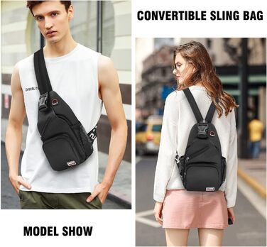 Сумка-слінг через плече чорна, рюкзак-сумка для жінок та чоловіків, сумка через тіло, спортивна сумка, casual, для подорожей та шопінгу