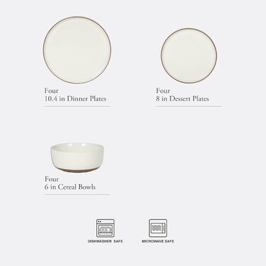 Сервіз набір 16-ти частинний Gibson Elite Northrock Steingut для 4 осіб: тарілки та миски, білий з ручним розписом, кераміка (Northrock)