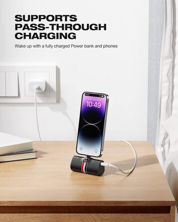 Power Bank VIYISI 5000mAh 20W PD з бездротовою зарядкою та LED-дисплеєм, для iPhone 14/12/11/X/8 та інших, білий/чорний
