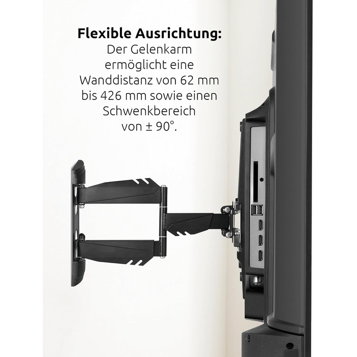 Кронштейн для телевізора TechniSat TECHNIMOUNT Flex Easy, поворотний настінний тримач з шарнірним плечем, до 25 кг