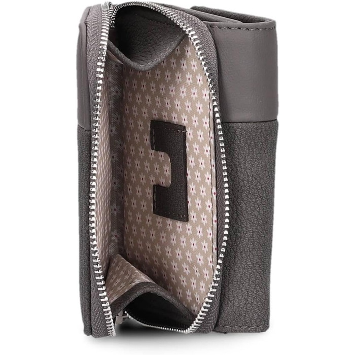 Two Ladies Wallet Eva EVW15 compact wallet, 6 card slots, ONE bill compartment, ONE see-through pocket, coin pocket on the outside, compartment for shopping trolley coins, modern and elegant wallet (Nubuk-Stone)