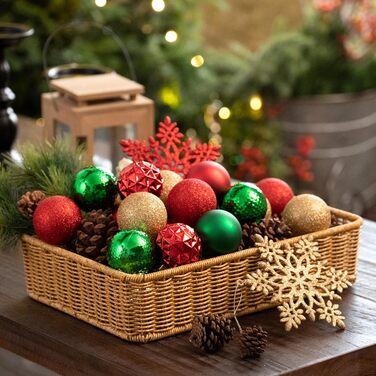 50 шт. прикраси на ялинку Valery Madelyn, 5 см, біло-золоті, пластикові, з кріпленням, для ялинки, стійкі до пошкоджень, прикраси на Різдво (червоний, зелений, золотий)