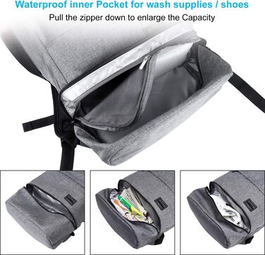 Sports Bag for Men Women, Crossbody Bag for the Gym, Travel Backpack, Gym Bag 3 in 1 Design with Shoe Compartment, Waterproof and Lightweight Gym Bag (Gray)
