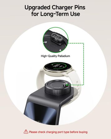 Бездротова зарядна станція 3-в-1 для Garmin Vivoactive/Venu/Forerunner/Instinct/Fenix/Epix 2, Samsung S25/S24, iPhone, AirPods, Galaxy Buds3