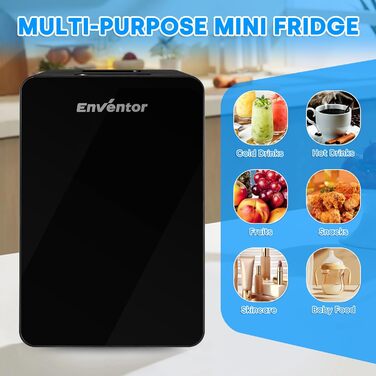 Enventor 10-15 Liter Portable Mini Fridge - AC/DC Powered Cooler & Warmer for Car, Travel, Beauty, Food & Drinks (White/Black)