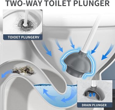 Набір для чищення унітазу з силіконової щітки та поршня, білий, з тримачем, для унітазу