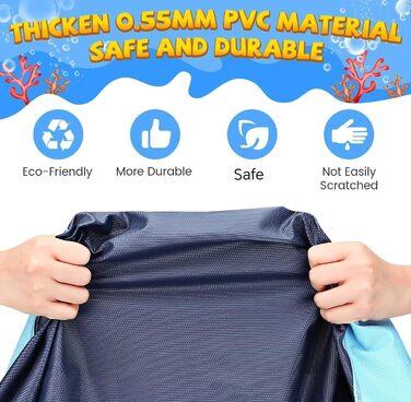 Дитячий розбризкувач Kinder з антиковзким покриттям, 200 см, іграшка для води, басейн для собак, ігри на вулиці, Splash Pad (блакитний)