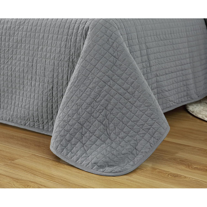 Покривало на ліжко WOLTU з ефектом декілька кольорів, 220x240 см, сірий, двостороннє, стегане