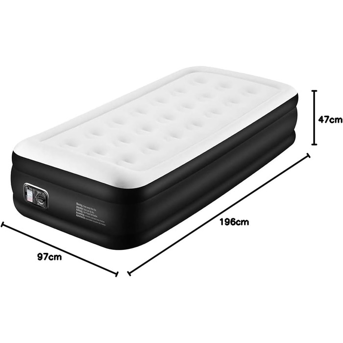 Надувний матрац односпальний з електричним насосом (Чорний, Twin)