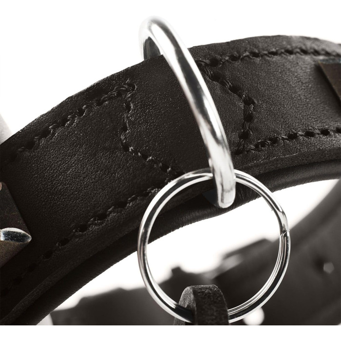 Нашийник для собак Hunter Larvik, шкіряний, чорний, розмір M, 55 см