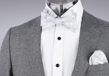 Комплект краватка-хустинка Alizeal Paisley сріблястий, чоловічий, однорозмірний