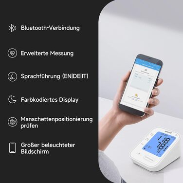 Тонометр Yuwell Intelligentes Oberarm Bluetooth YE650AR | Манжета 22-45 см, мовлення, дисплей з підсвіткою, акумулятор, додаток iOS & Android