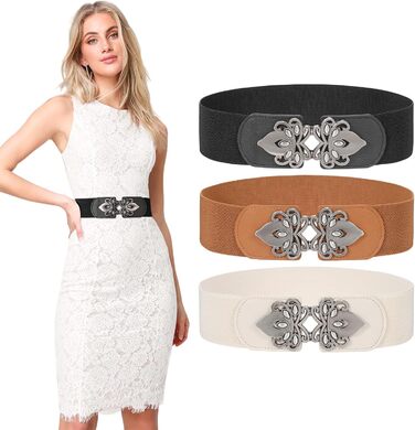 Жіночий еластичний пояс LEACOOLKEY 80 см (34-41 дюймів) - чорний, коричневий, бежевий