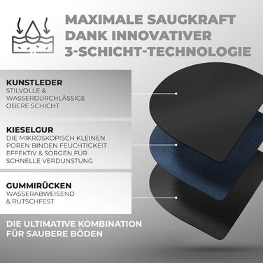 Підкладка під миску для котів та собак Miggo® Premium, чорна, 40x50 см, з екошкіри, неслизька