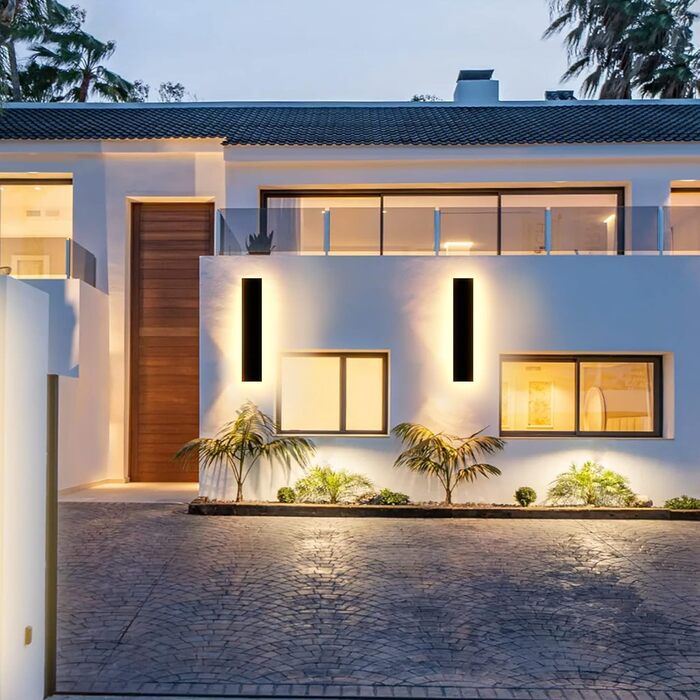 Long Villa Wall Light Black Waterproof IP65 Aluminum Acrylic Outdoor LED Wall Light for Gardens, Terraces, Bedrooms, Living Rooms, Indoor, 30cm/12w, Warm light (20cm/7w*1)