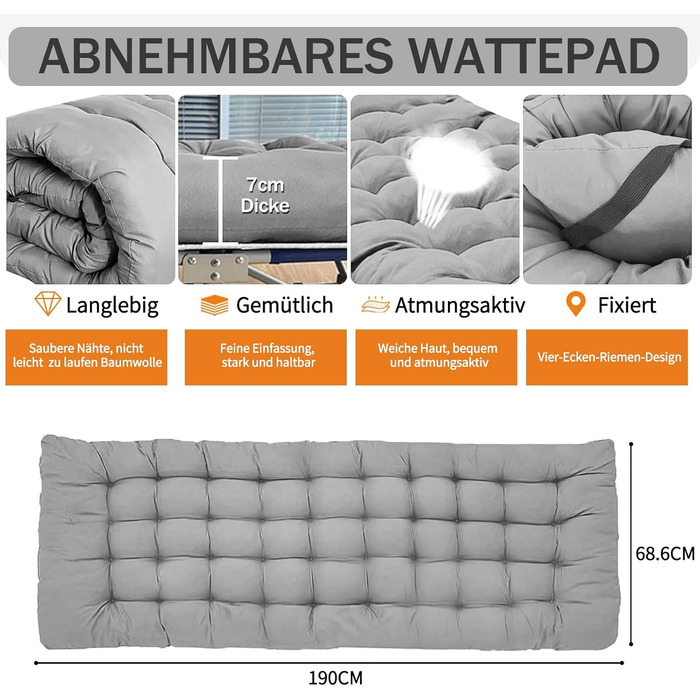 Розкладне ліжко для кемпінгу Newfulam XXL/XL з матрацом, до 400 кг, для дому та відпочинку на природі