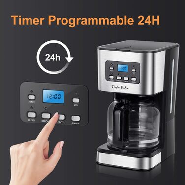Кавомашина Taylor Swoden Darcy 950W з таймером, 1.5L, 12 чашок, автоматичне відключення, чорна