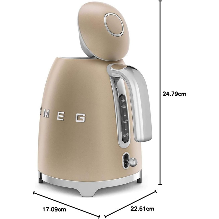 Електричний чайник Smeg KLF03PKEU 1.7L, Champagne (шампань), з нержавіючої сталі, антинакипний фільтр, автоматичне відключення