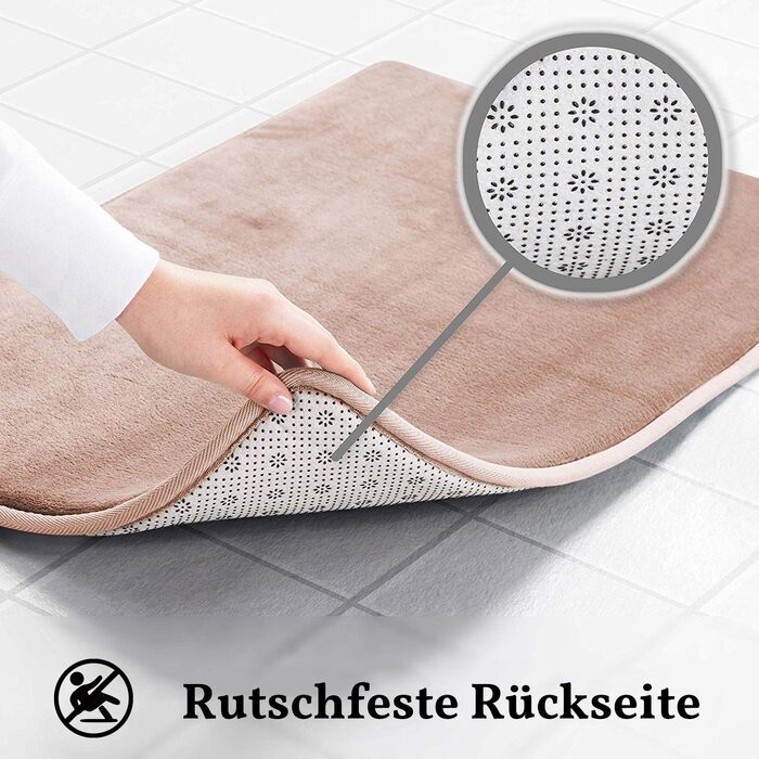 М'який килимок для ванної кімнати Wolke sieben з ефектом пам'яті (Memory Foam), протиковзкий та гігроскопічний, бежевий, 43 x 61 см