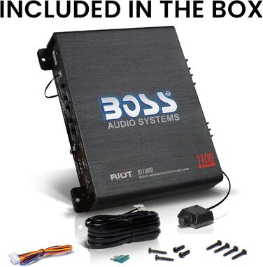 Автомобільний підсилювач BOSS AUDIO R1100M Riot 1100 Вт, клас A/B, моноблок, чорний