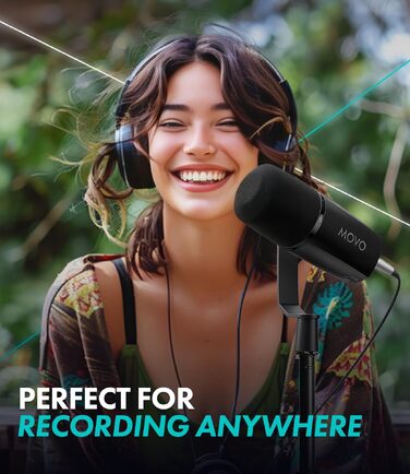 Динамічний мікрофон для подкастів Movo UM6 з підсилювачем GainCast, USB-C та XLR — студійний мікрофон для стрімінгу, геймінгу, вокалу та створення контенту