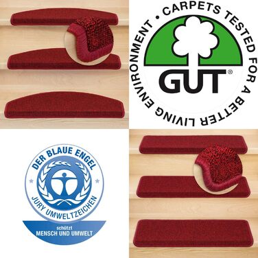 Kettelservice-Metzker Stair Treads/Stair Mats Ariston Rectangular 15 Pieces Burgundy 15 Pieces Burgundy Rectangular
