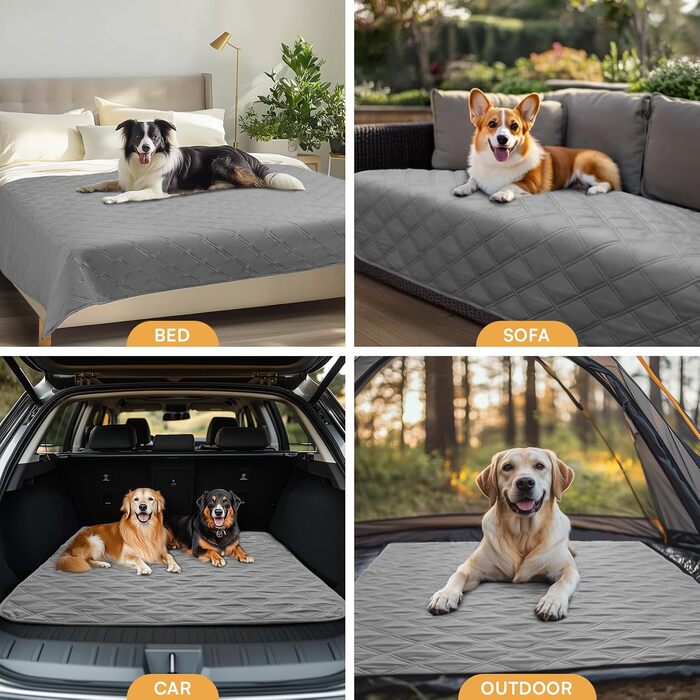 Водонепроникний килимок для собак Luciphia 76x178 см (світло-сірий) з протиковзкими точками для захисту дивану, ліжка та авто