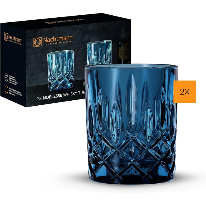 Набір склянок для віскі Nachtmann Noblesse, 2 шт, 295 мл, Vintage Blue, з кришталевого скла, 104243