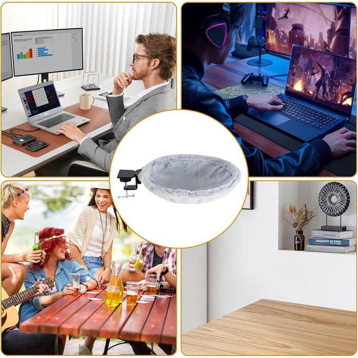 Крісло-гамак для кота на стіл - обертається на 360° та регулюється по висоті, зручний котячий кошик, знімний стійкий підставник, м'яка котяча гамачок для дому та офісу (Білий) (Сірий)