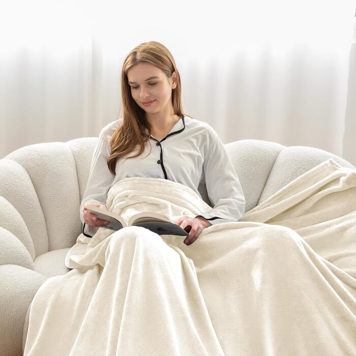 WAVVE Плед м'який, теплий, флісовий 150x200 см - 2 шт. (кремовий)