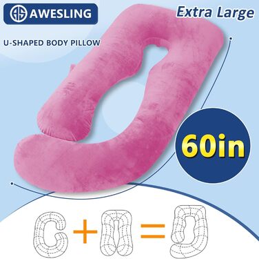 Подушка для вагітних AS AWESLING U-подібної форми, повного тіла, для годування, підтримки, знімний чохол (зелений, піна з пам'яті) (фіолетовий, піна з пам'яті)
