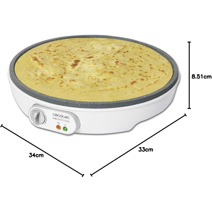Млинниця Cecotec Crepe Fun CrepeStone Twin 1200 Вт, антипригарна поверхня з екологічного каменю, реверсивна плита для приготування млинців або 4 панкейків, 1000 Вт, Rockstone