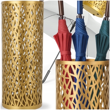 Металевий підставка для парасольок золотистого кольору, кругла, 42 см