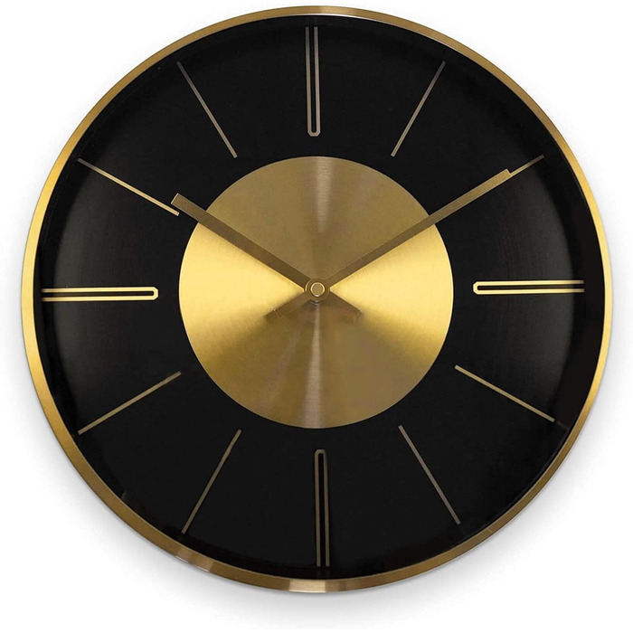 Modern Silent Aluminum Wall Clock 30 cm Diameter Without Ticking Sounds for Living Room, Bedroom and Office (Gold Aluminum)