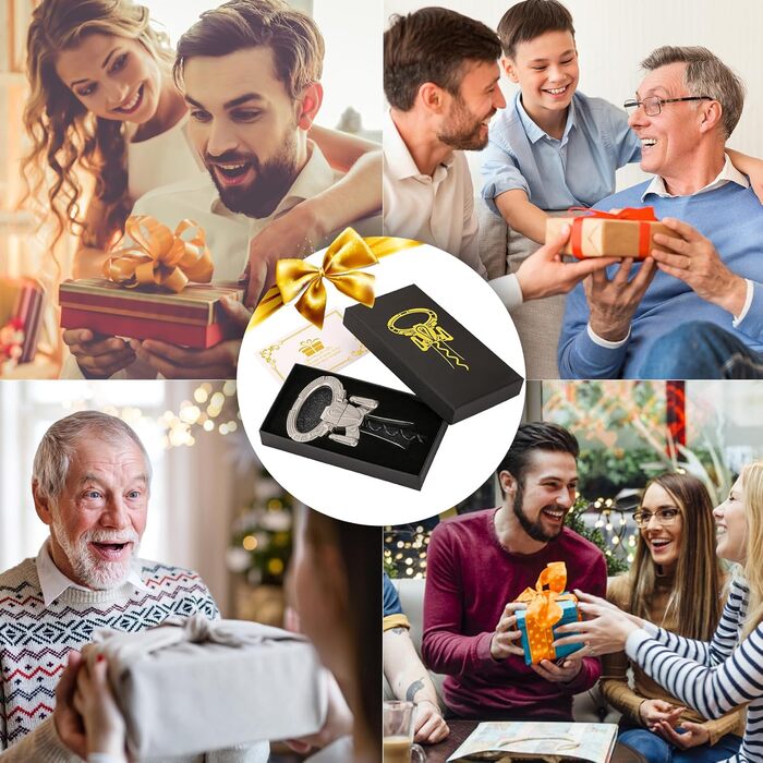 Відкривачка для вина LKKCHER з двома зубцями, для старих винних пляшок, відмінний подарунок для чоловіків, бронза (у подарунковій коробці та картці)