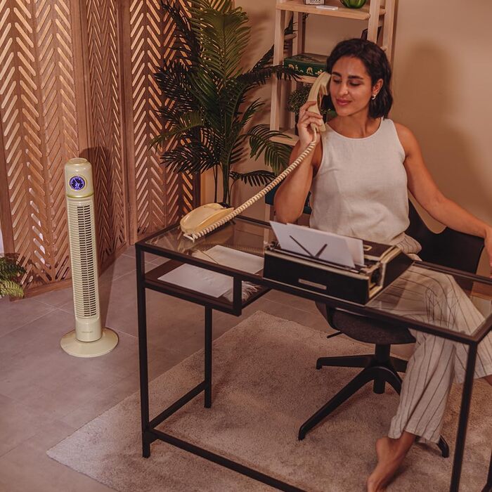 Вентилятор Cecotec EnergySilence 1090 Skyline Retro Smart Green - підлоговий, 81 см, 40W, LED дисплей, сенсорне та дистанційне керування, 3 швидкості, 3 режими, таймер 12 годин, осциляція 72º, зелений