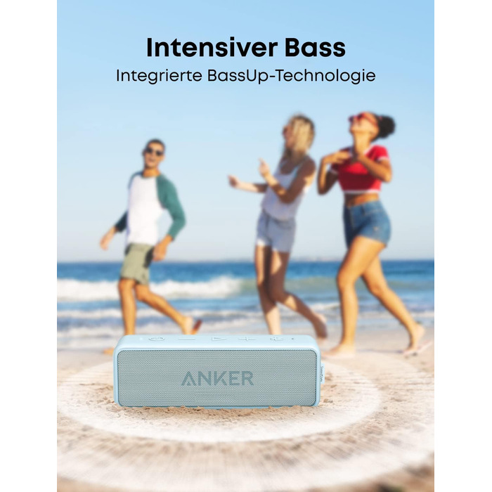 Портативна Bluetooth Колонка Soundcore Anker 2 з 12W Звуком, BassUp, IPX7 Водонепроникність, 24 Години Роботи, Бездротове З'єднання, Колонка для Дому, Відпочинку та Подорожей
