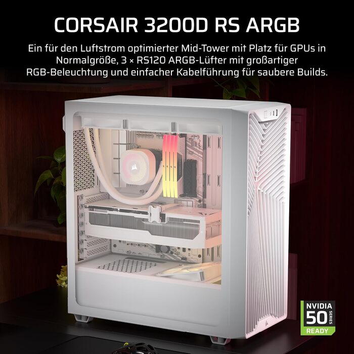 Корпус для ПК Corsair 3200D RS ARGB Mid-Tower ATX, білий