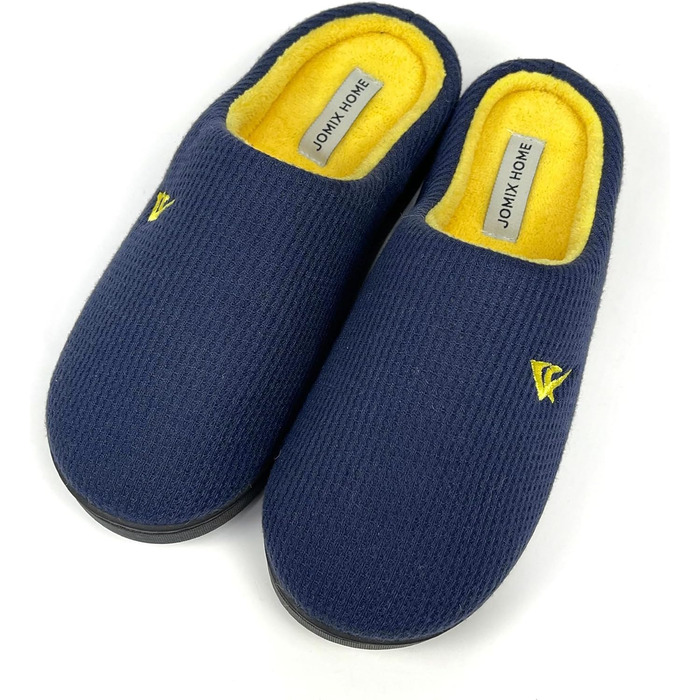 Тапочки халатні зимові JOMIX для чоловіків та жінок. Теплі, з піною пам'яті, зручні та неслизькі. Розмір 40 EU, колір: морський/жовтий
