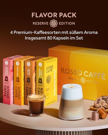 Капсули ROSSO CAFFÈ Nespresso Reserve Edition (80 шт.) - 8 сортів преміум еспресо, суміш, сумісні з Nespresso, Made in Italy