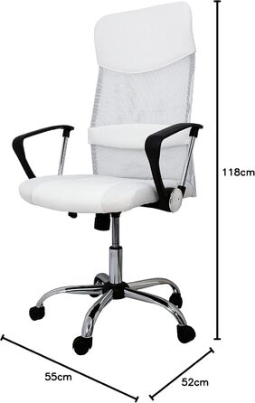 Офісний стілець La Silla Española Santander з підголівником, білий, поліестер, 52x55x118 см