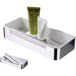 BERNSTEIN® Shower Caddy with Squeegee DK619, Rectangular Shower Shelf Made of Stainless Steel, Self-Adhesive Bathroom Shelf No Drilling Required, with Practical Squeegee, Color: Chrome