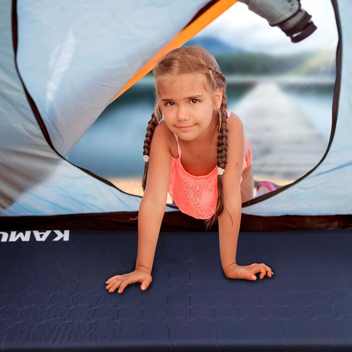 Каремат самонадувний KAMUI, 5 см, блакитний - для кемпінгу та відпочинку