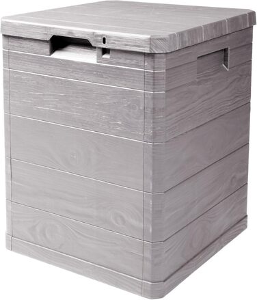 Скриня для зберігання Ondis24 Madera Mini 90 л, дерев'яна текстура, з можливістю замикання, теплий сірий колір, бокс для подушок