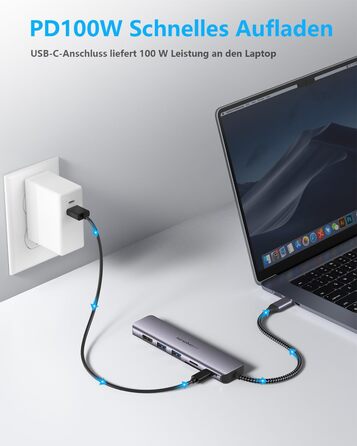 Док-станція для ноутбука Newmight з двома HDMI, підтримка 2 моніторів 4K, Ethernet 1 Gbps, PD 100W, 3 USB 3.0, SD/TF Reader, USB-C, для HP/Dell (сіра)