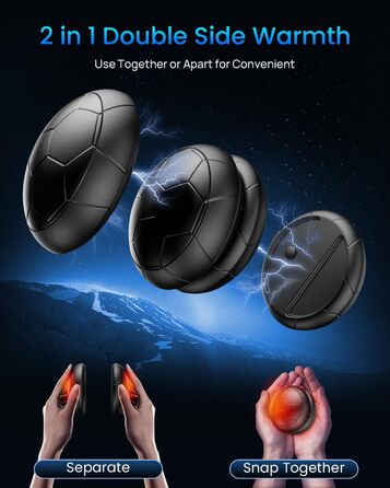 Електричні грілки для рук 2 шт. | USB, 3 режими нагріву, 20 годин тепла, для активного відпочинку та дому, чорний