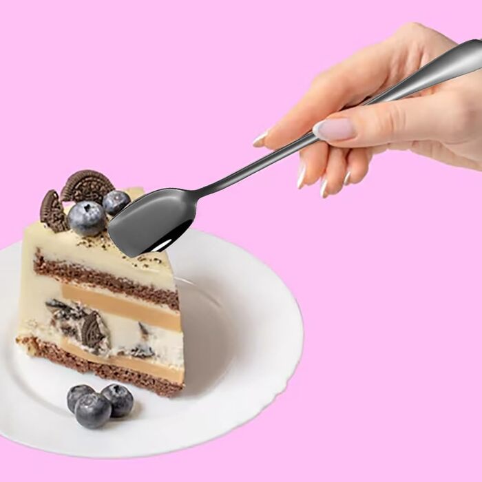 Набір з 6 ложок для лате макіато, довгі ложки для десертів та коктейлів, нержавіюча сталь, 18.7 см